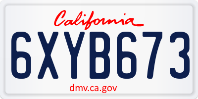 CA license plate 6XYB673