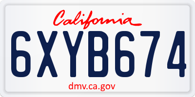 CA license plate 6XYB674