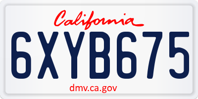 CA license plate 6XYB675