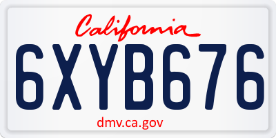 CA license plate 6XYB676