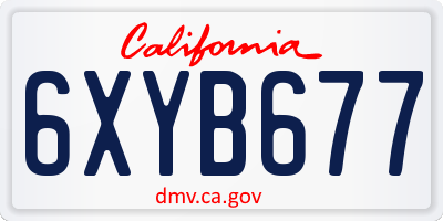 CA license plate 6XYB677