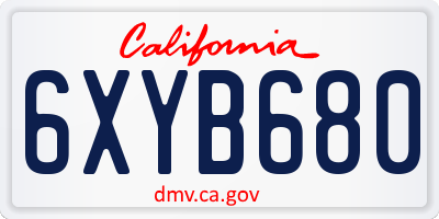 CA license plate 6XYB680