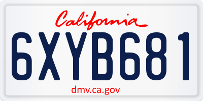 CA license plate 6XYB681