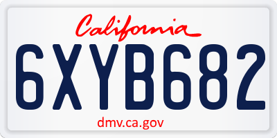 CA license plate 6XYB682