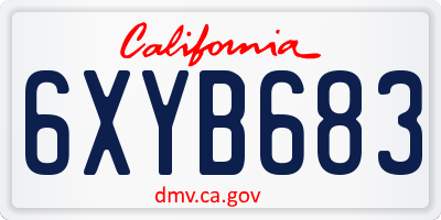 CA license plate 6XYB683