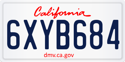 CA license plate 6XYB684