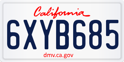 CA license plate 6XYB685