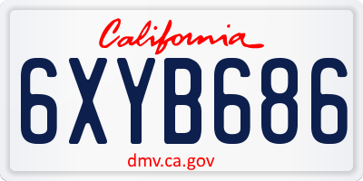 CA license plate 6XYB686