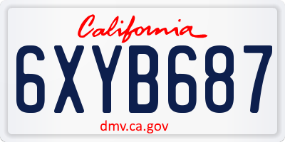 CA license plate 6XYB687