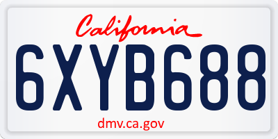 CA license plate 6XYB688