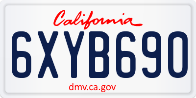 CA license plate 6XYB690