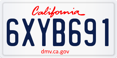 CA license plate 6XYB691