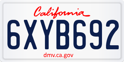 CA license plate 6XYB692