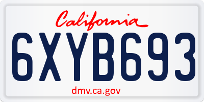 CA license plate 6XYB693