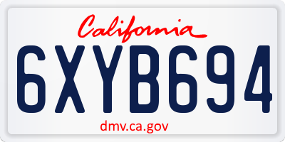 CA license plate 6XYB694