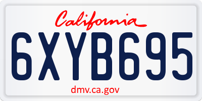 CA license plate 6XYB695