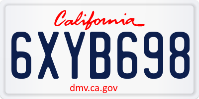 CA license plate 6XYB698