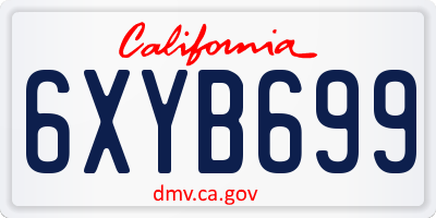 CA license plate 6XYB699