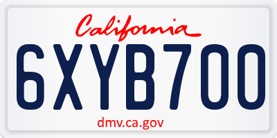 CA license plate 6XYB700