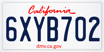 CA license plate 6XYB702