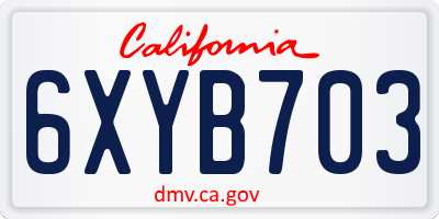 CA license plate 6XYB703