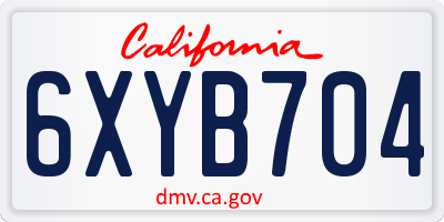 CA license plate 6XYB704