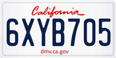 CA license plate 6XYB705