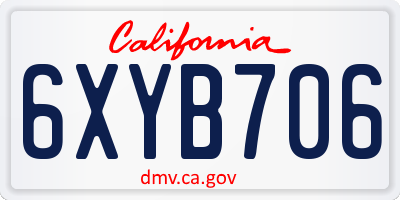 CA license plate 6XYB706
