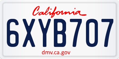 CA license plate 6XYB707