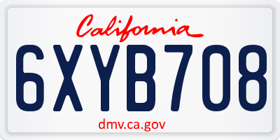 CA license plate 6XYB708