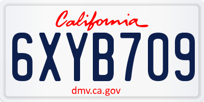 CA license plate 6XYB709