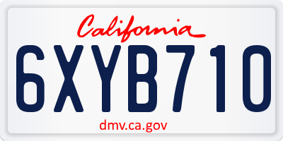 CA license plate 6XYB710