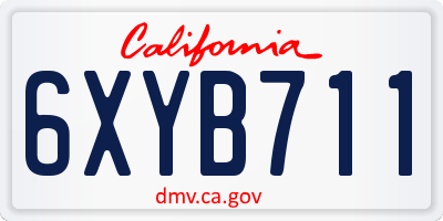 CA license plate 6XYB711