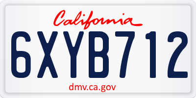 CA license plate 6XYB712