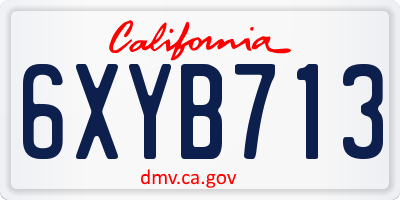 CA license plate 6XYB713