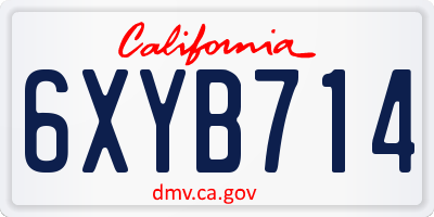 CA license plate 6XYB714