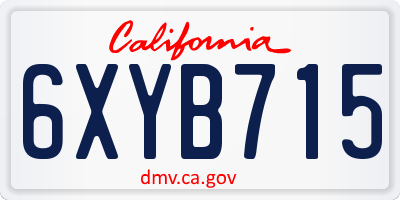 CA license plate 6XYB715