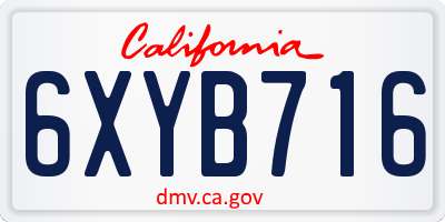 CA license plate 6XYB716