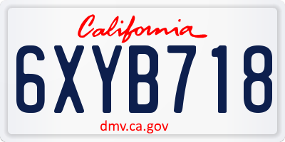 CA license plate 6XYB718