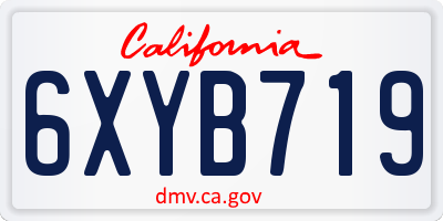 CA license plate 6XYB719