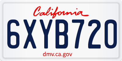 CA license plate 6XYB720