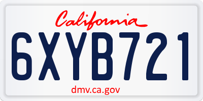 CA license plate 6XYB721