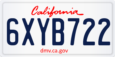 CA license plate 6XYB722