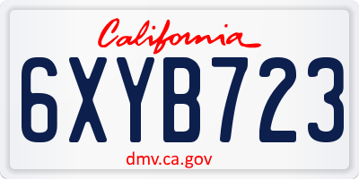 CA license plate 6XYB723