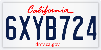 CA license plate 6XYB724