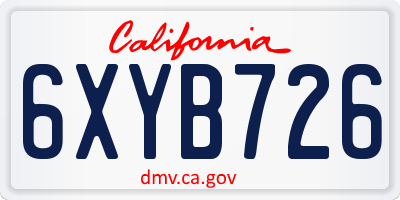 CA license plate 6XYB726