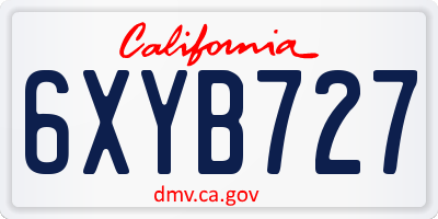 CA license plate 6XYB727