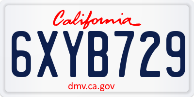CA license plate 6XYB729
