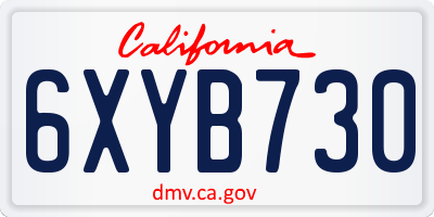 CA license plate 6XYB730