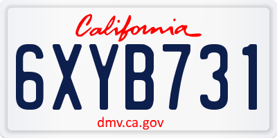 CA license plate 6XYB731